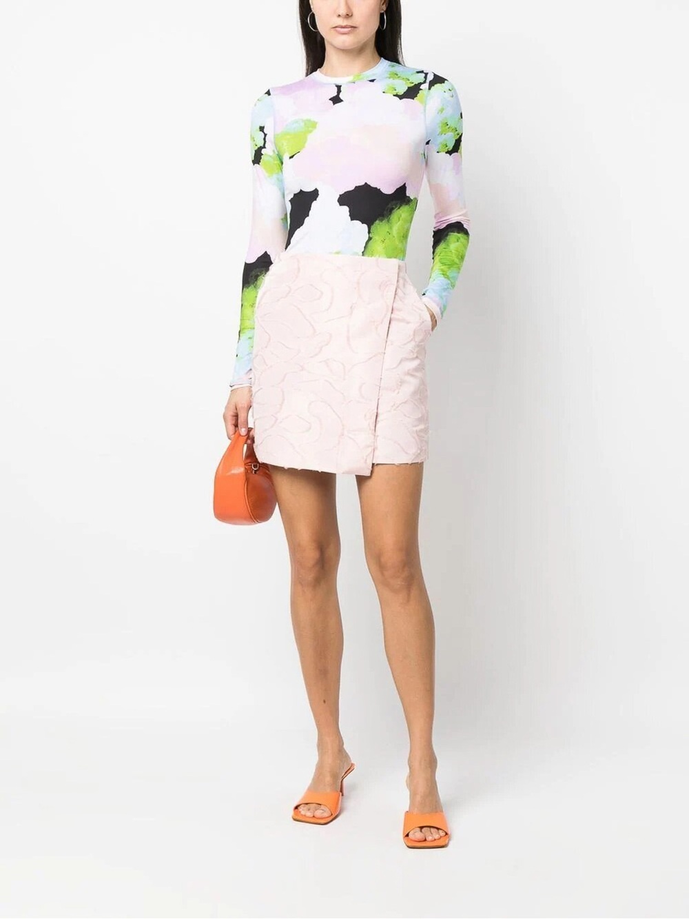 STINE GOYA Pale Pink Textured Mini Skirt
